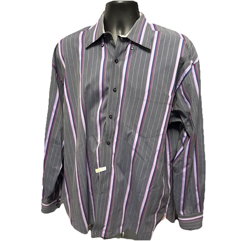 Tommy Hilfiger Vintage 90s Y2K Striped Button Down Shirt Men XL Crest Logo Cotto